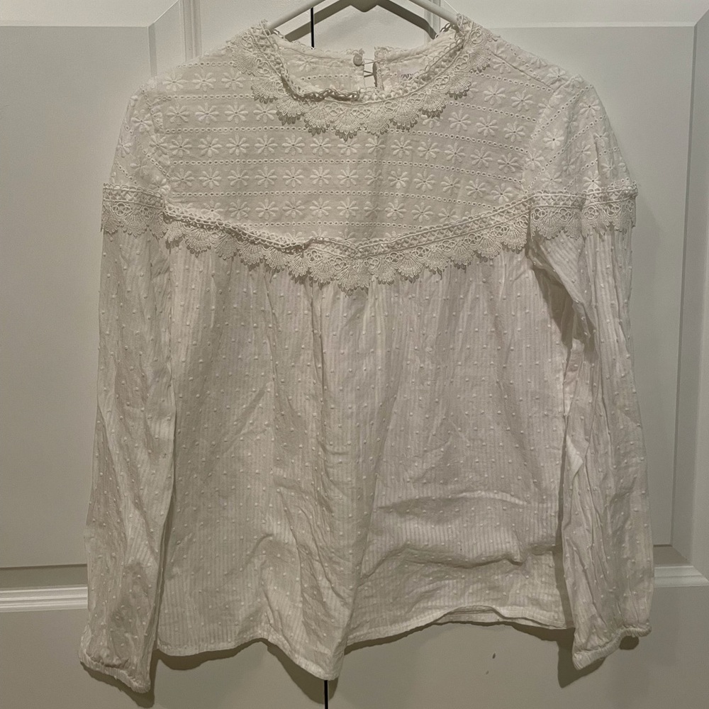 White long sleeve Zara kids size 14 with flower embroidery